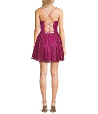 Blondie Nites Glitter Pinch Front Tie Back Party Dress