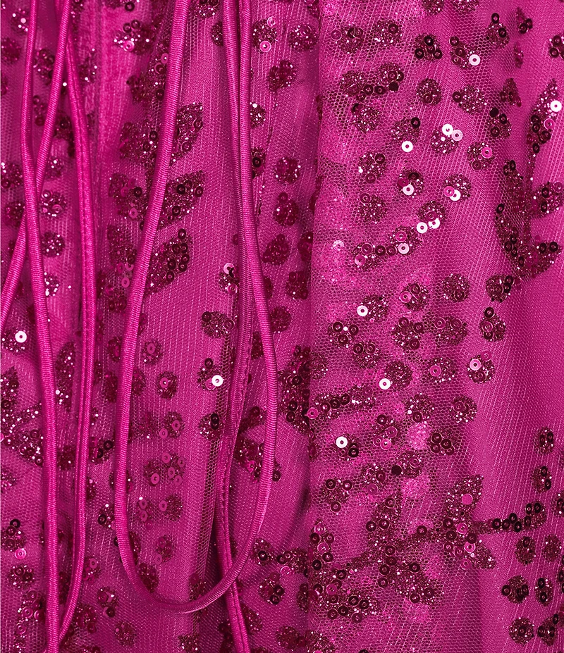 Blondie Nites Glitter Scoop Neck Illusion Corset Bodice Dress