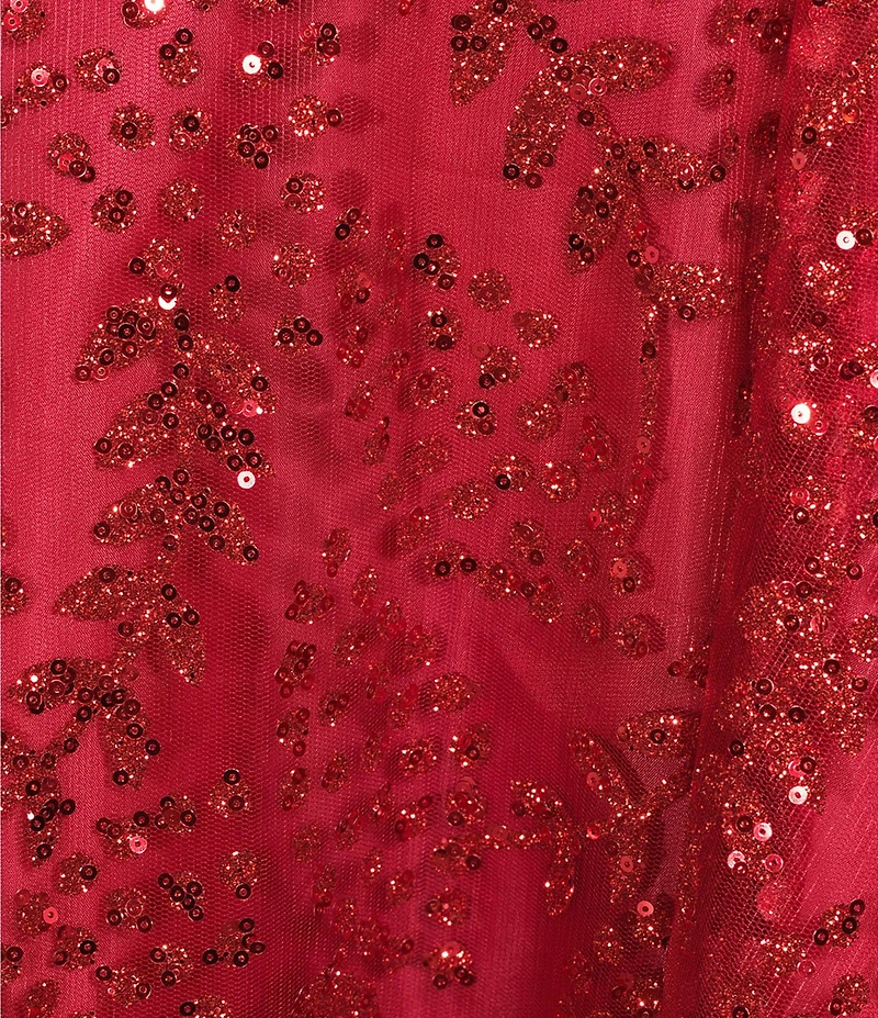 Blondie Nites Glitter Scoop Neck Illusion Corset Bodice Dress