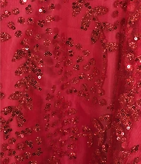 Blondie Nites Glitter Scoop Neck Illusion Corset Bodice Dress