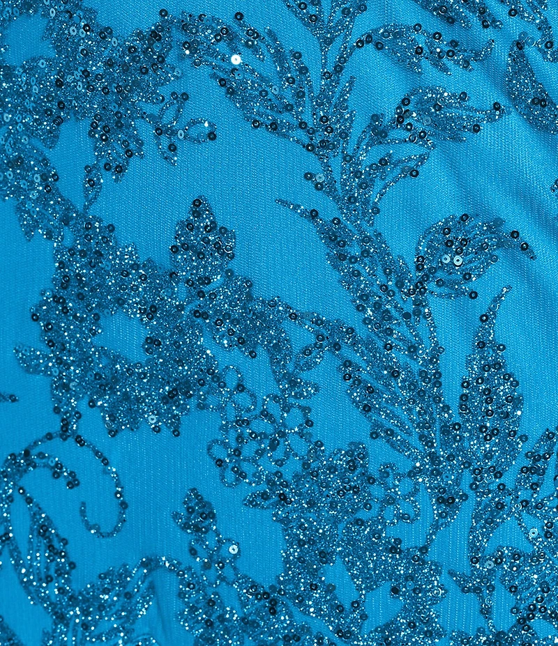 Blondie Nites Glitter Sequin Mesh Sweetheart Neck Corseted Mermaid Long Dress