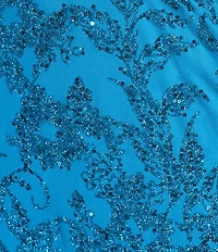 Blondie Nites Glitter Sequin Mesh Sweetheart Neck Corseted Mermaid Long Dress