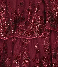 Blondie Nites Sequin Lace Sweetheart Neckline Ruffle Tiered Ball Gown