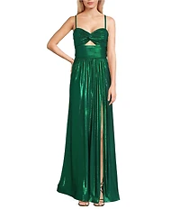 Blondie Nites Met Foil Sleeveless Cutout Dress