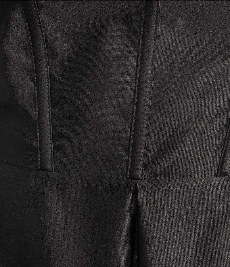 Blondie Nites Notch Neck Corset Bodice A-Line Pleated Gown