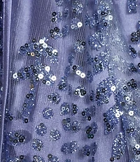 Blondie Nites Pattern Glitter Lace-Up Back Illusion Corset Ball Gown