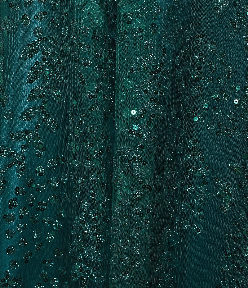 Blondie Nites Plus Size Glitter Pattern Sweetheart Neck Pinch Front Spaghetti Strap Tie Back Ballgown