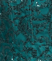 Blondie Nites Plus Size Glitter Patterned Scoop Neck Lace Up Tie Back Dress