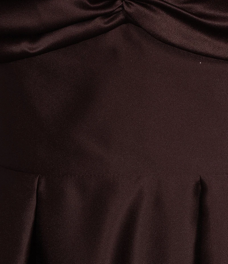 Blondie Nites Plus Size Satin Pinch Front Tie Back Fit-And-Flare Dress
