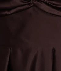 Blondie Nites Plus Size Satin Pinch Front Tie Back Fit-And-Flare Dress