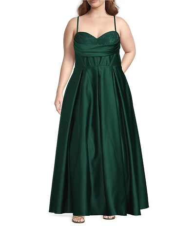 Blondie Nites Plus Size Sleeveless Drape Neck Ballgown