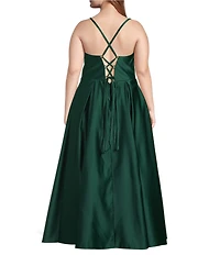 Blondie Nites Plus Size Sleeveless Drape Neck Ballgown