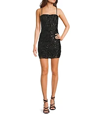 Blondie Nites Rose Sequin Patterned Corset Bodice Lace Up Tie Back Dress