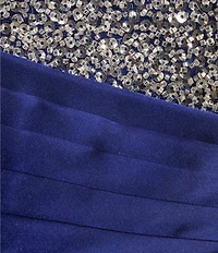 Blondie Nites Sateen Embellished Side Sash Front Slit Gown