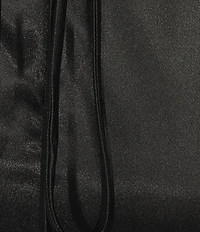 Blondie Nites Satin Illusion Applique Strapless Corset Pleated Tie Back Gown