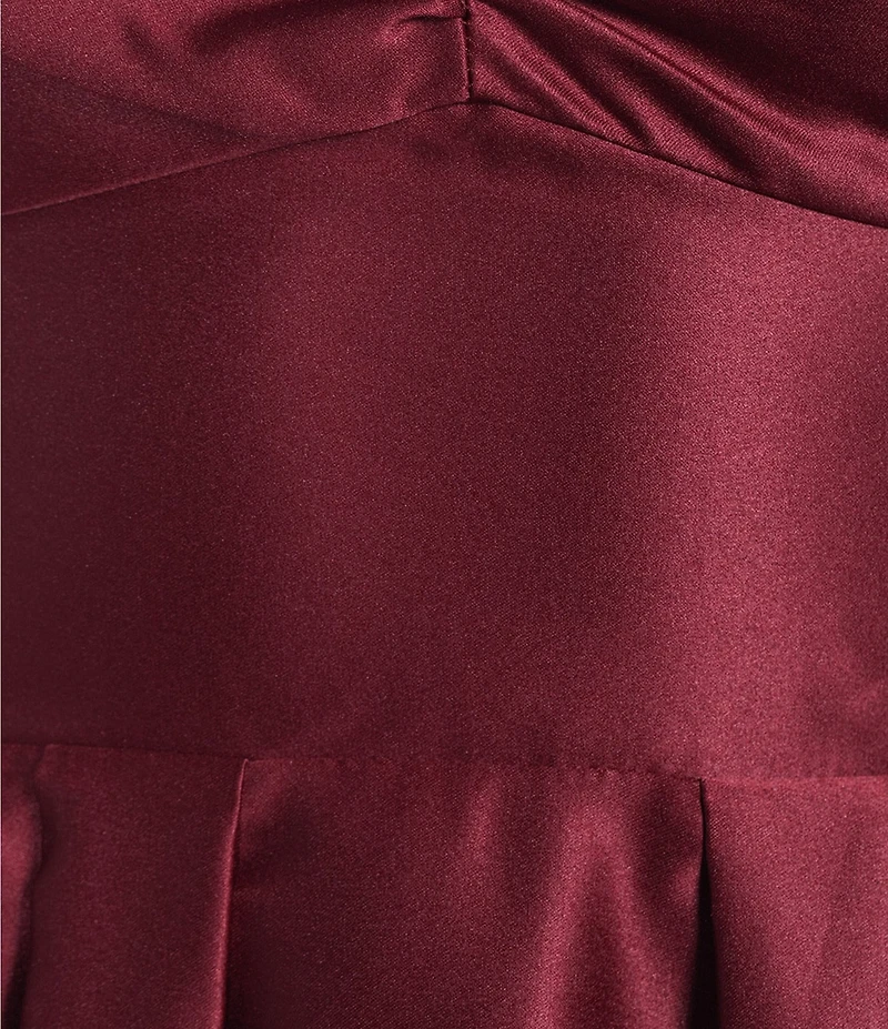 Blondie Nites Satin Pinch Front Tie Back Fit-And-Flare Dress