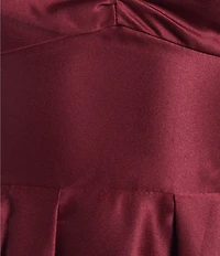 Blondie Nites Satin Pinch Front Tie Back Fit-And-Flare Dress