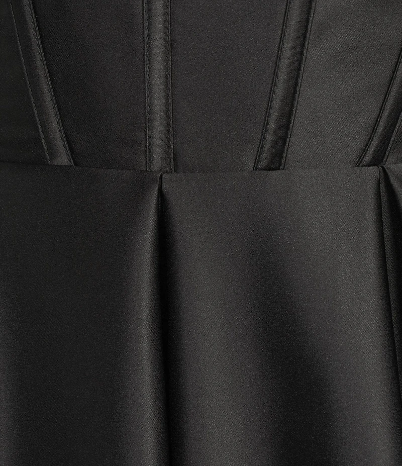 Blondie Nites Satin V-Notch Front Spaghetti Strap Tie Back Gown