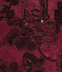 Blondie Nites Sequin Embellished Lace V-Neck Open Lace Up Tie Back Dress