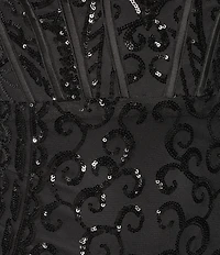 Blondie Nites Sequin Patterned Corseted Side Slit Dress