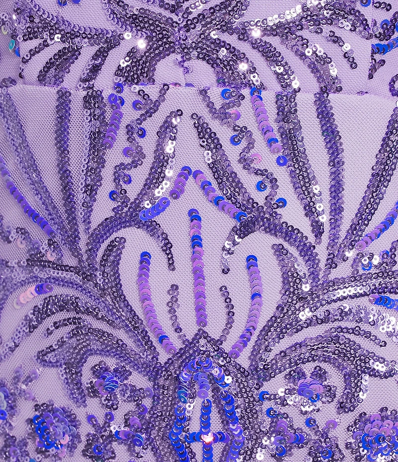 Blondie Nites Sequin Patterned V-Neck Side Slit Dress