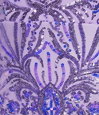 Blondie Nites Sequin Patterned V-Neck Side Slit Dress