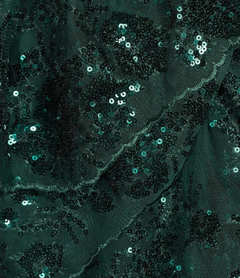 Blondie Nites Sequined Embellished Lace Corseted Bodice Tiered Dress