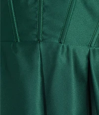 Blondie Nites Spaghetti Strap Sweetheart Drape Corset Satin Dress