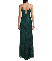 Blondie Nites Spaghetti Strap V-Neck Full Lace Strap Tie Back Dress