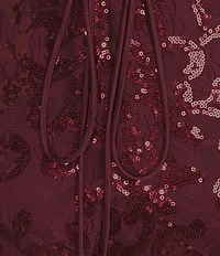 Blondie Nites Spaghetti Strap V-Neck Full Lace Strap Tie Back Dress