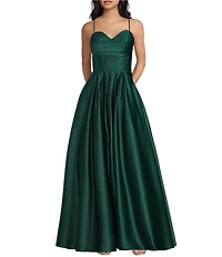 Blondie Nites Stone Sweetheart Drape Neck Tie Back A-Line Ball Gown