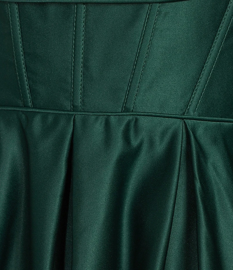 Blondie Nites Stone Sweetheart Drape Neck Tie Back A-Line Ball Gown