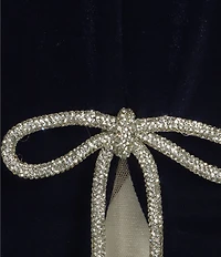 Blondie Nites Velvet Rhinestone Bow Front Slit Dress