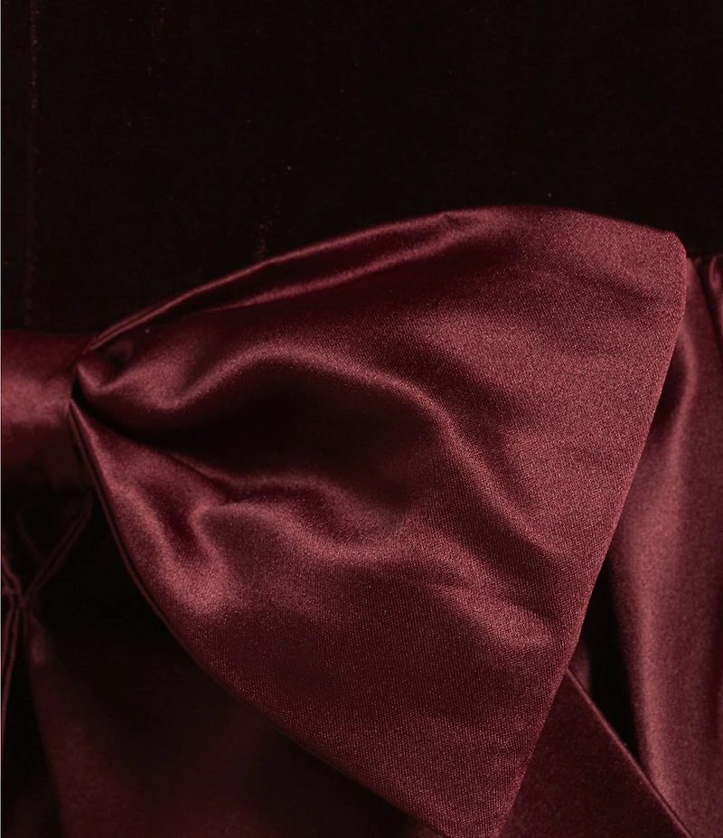 Blondie Nites Velvet Strapless Drop Waist Satin Bubble Bow Dress