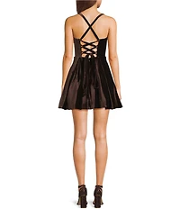 Blondie Nites Velvet Sweetheart Neck Lace Up Back Party Dress