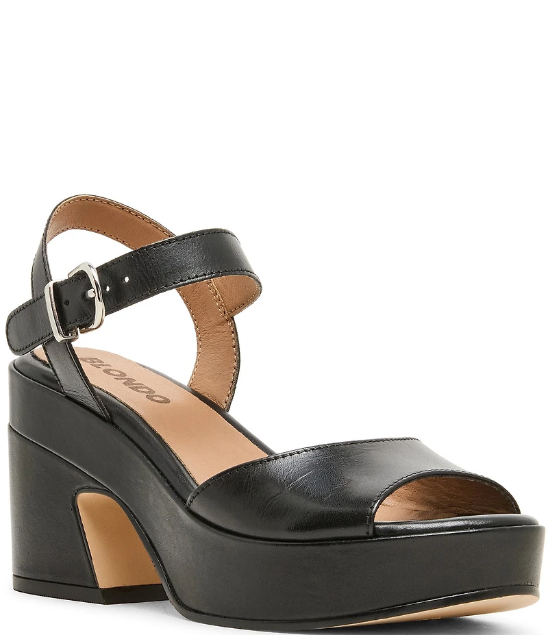 Blondo Mona Waterproof Leather Ankle Strap Dress Sandals