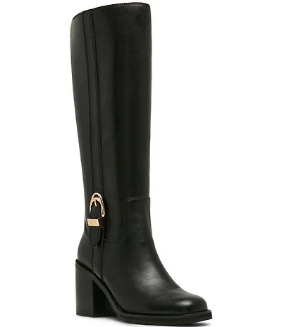 Blondo Nicky Waterproof Leather Buckle Detail Tall Boots