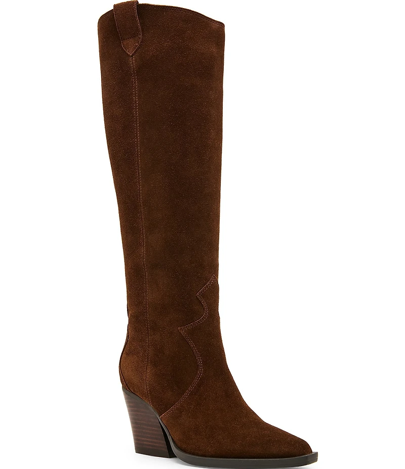 Blondo Opal Waterproof Suede Western Block Heel Tall Boots