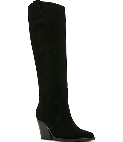Blondo Opal Waterproof Suede Western Block Heel Tall Boots