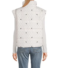 Blu Pepper Bow Dot Print Zip-Up Puffer Vest