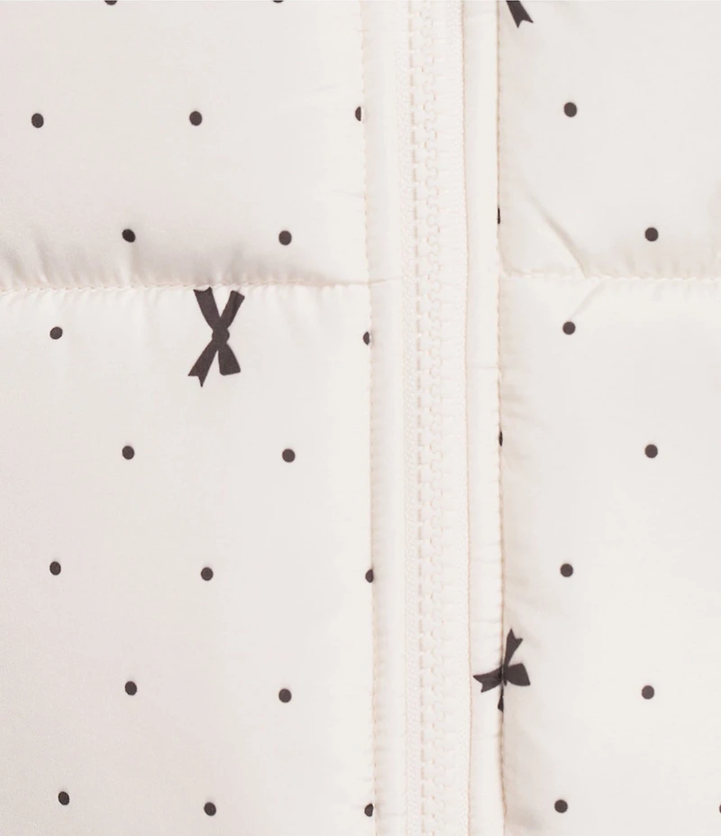 Blu Pepper Bow Dot Print Zip-Up Puffer Vest