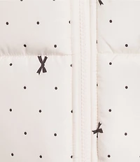 Blu Pepper Bow Dot Print Zip-Up Puffer Vest