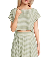 Blu Pepper Cap Sleeve Striped Cooridinating Top