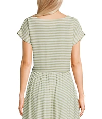 Blu Pepper Cap Sleeve Striped Cooridinating Top
