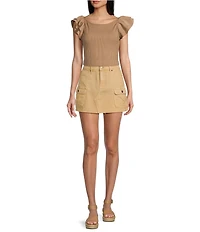 Blu Pepper Cargo Raw Hem Mini Skirt