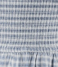 Blu Pepper Check Printed Tie Front Strapless Tube Top