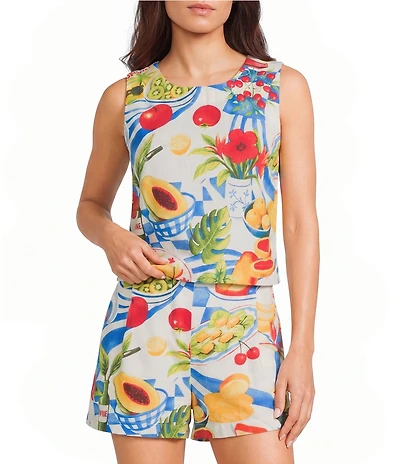 Blu Pepper Coordinating Floral Printed Cropped Top