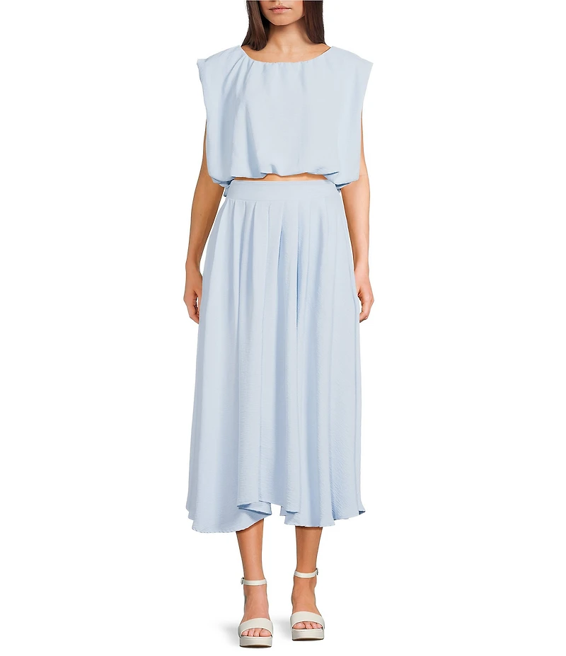 Blu Pepper Coordinating Sleeveless Cropped Tie Back Bubble Top