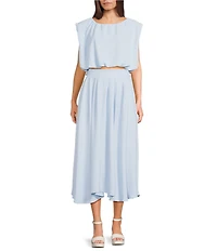 Blu Pepper Coordinating Sleeveless Cropped Tie Back Bubble Top