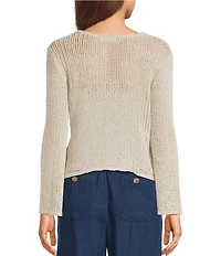 Blu Pepper Crochet Knit Button Front Bell Sleeve Cardigan